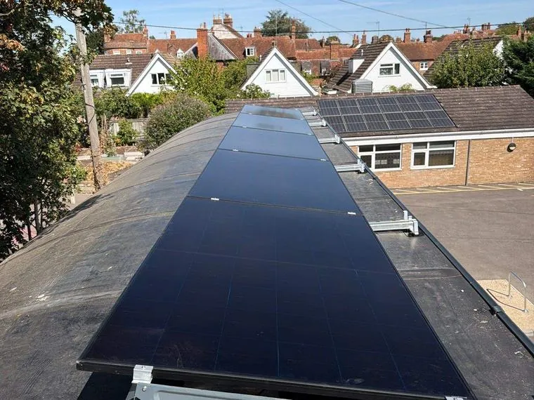 Flat-roof solar array installed on a property in Benson, Oxfordshire