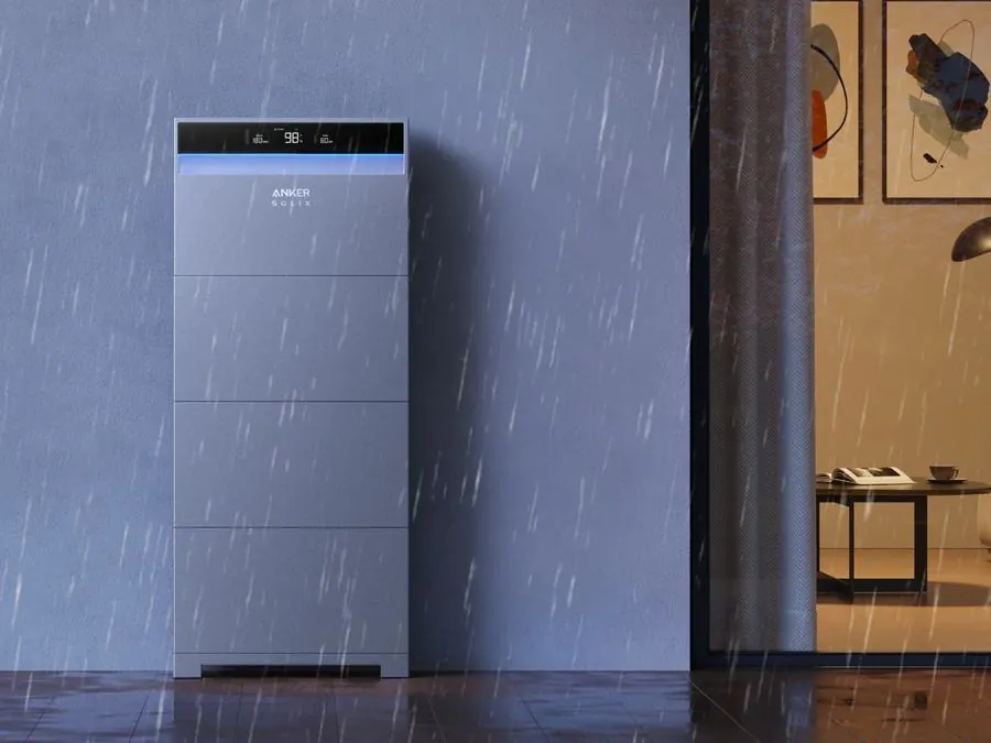Anker SOLIX home battery storage system installed outside a house