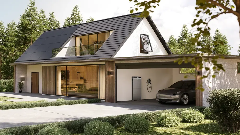 Solar array, battery storage and EV charging specified together on one property